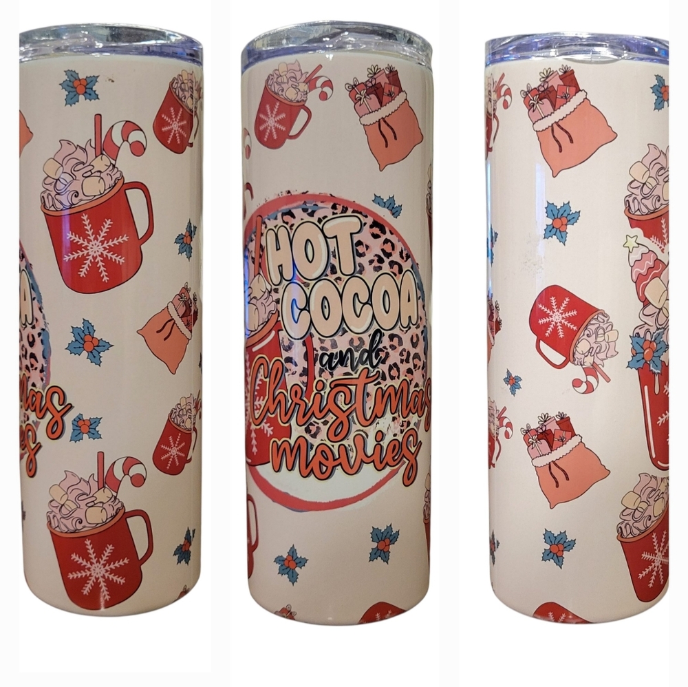 Hot Cocoa and Christmas Movies 20oz Skinny Tumbler - NWOT
